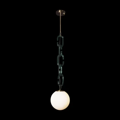 Светильник подвесной Chain 10128P Green LOFT IT белый 1 лампа, основание зелёное золотое в стиле современный шар фото 2